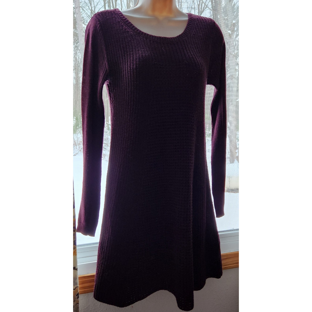 Romeo & Juliet Couture Sweater Dress Size Medium Maroon Purple Long Sleeves